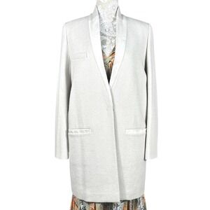 Isabel‎ Marant Longline Coat Fur Collar Medium Parisian Chic Cream Designer